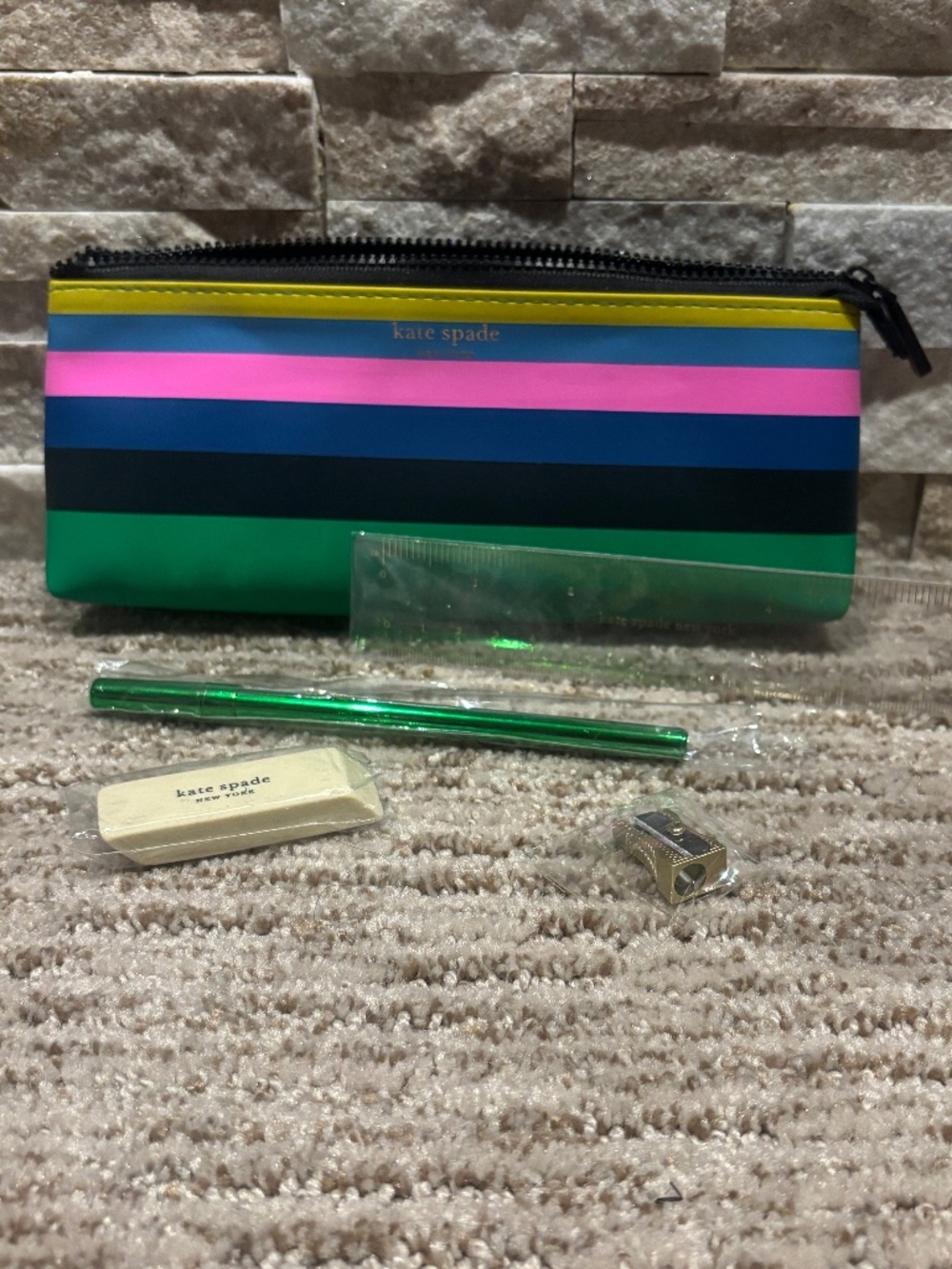 Kate Spade “Enchanted Stripe” Pencil Case